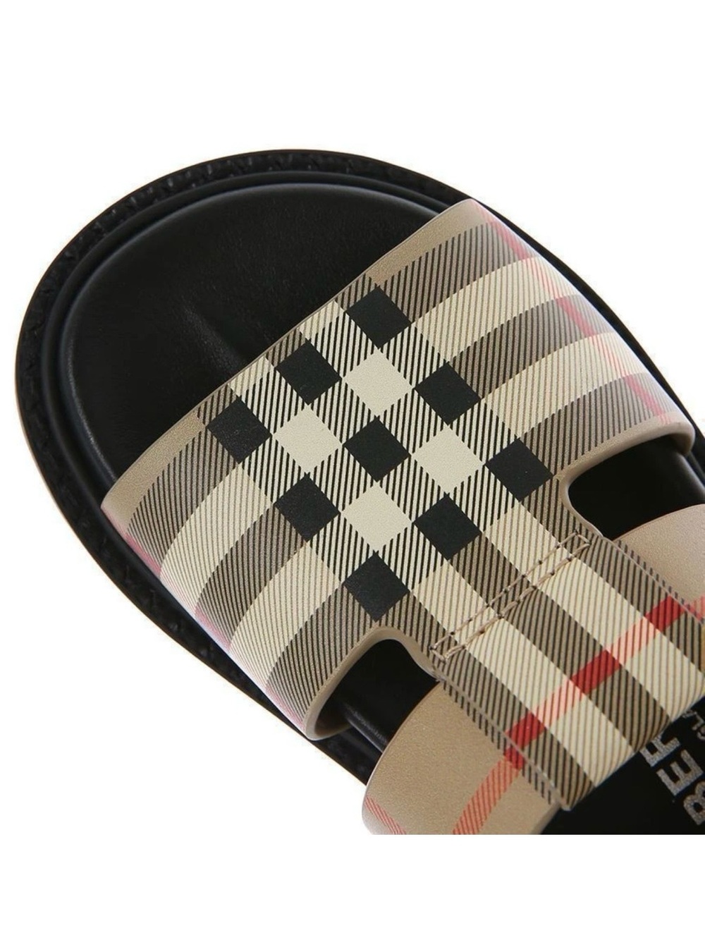 Burberry Beige Black Check Kids Slide Sandals